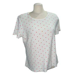 White Stag Womens White & Pink Polka Dot Short-Sleeve T-Shirt XXL 100% Cotton